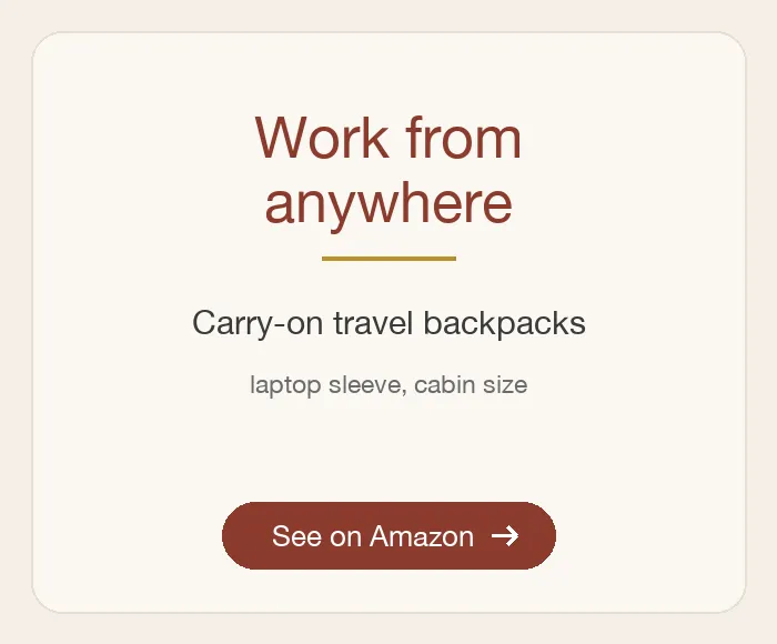 Work from anywhere: Carry-on travel backpacks, laptop sleeve, cabin size. See on Amazon